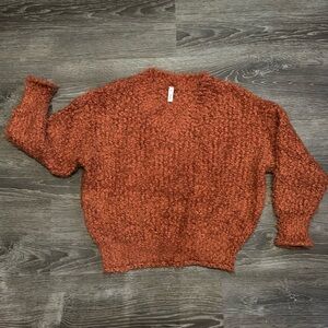 Wishlist v-neck fuzzy crop sweater M/L